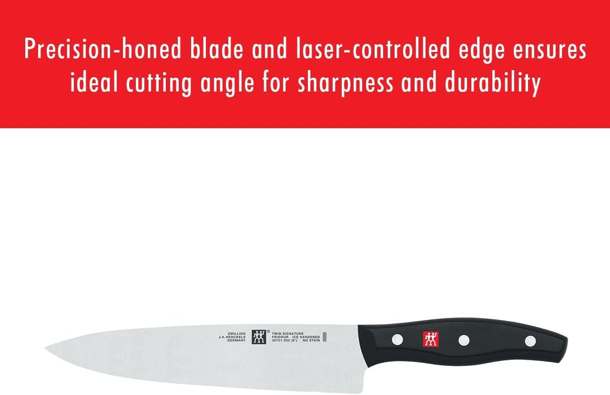 ZWILLING Twin Signature 3-pc German Knife Set, Razor-Sharp, Made in Company-Owned German Factory with Special Formula Steel perfected for almost 300 Years, Dishwasher Safe