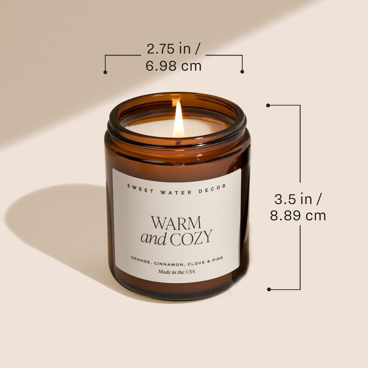 Sweet Water Decor Cozy Season Soy Candles - Fall Candles with Woods, Warm Spice, and Citrus Scent for Home Decor - Soy Candle with 40 Hours Burn Time - 9Oz Black Lid Amber Jar Candles Fall Scents