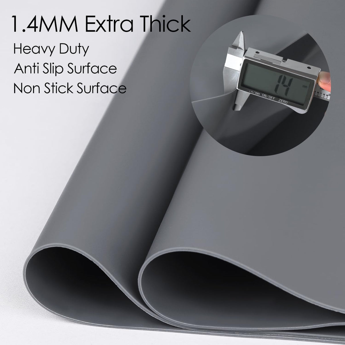 Extra Large Silicone Mat, 31.5x23.6 Large Silicon Placemats for Kids, Heat Resistant Matt for Kitchen Counter Non-Stick Table Mat for Dough and Pastry, Silicone Craft Mat for Kids, Dark Gray