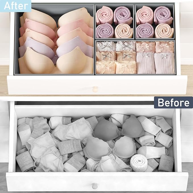 DIMJ Drawer Organizer Clothes Storage - 28 Pack Baby Dresser Organizer for Nursery, Foldable Closet Drawer Organizer Bins for Bedroom Organization, Fabric Storage Dividers for Socks, Underwears, Bras