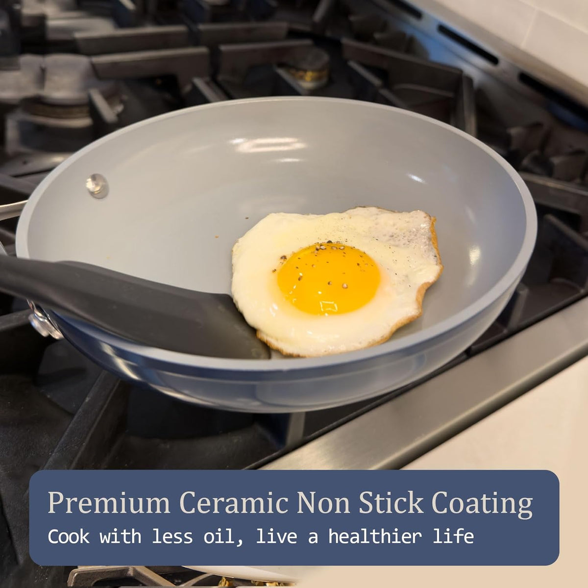 Stock Pot 4.5qt Dutch Oven with Lid (9.5") Nonstick Ceramic Coated Non-Toxic PFAS-Free Even Heat Distribution for Braising, Baking Bread & Soups, Compatible for All Cooktops(Induction/Gas/Electric) Oven Safe to 500ยฐF (Caribbean Blue)
