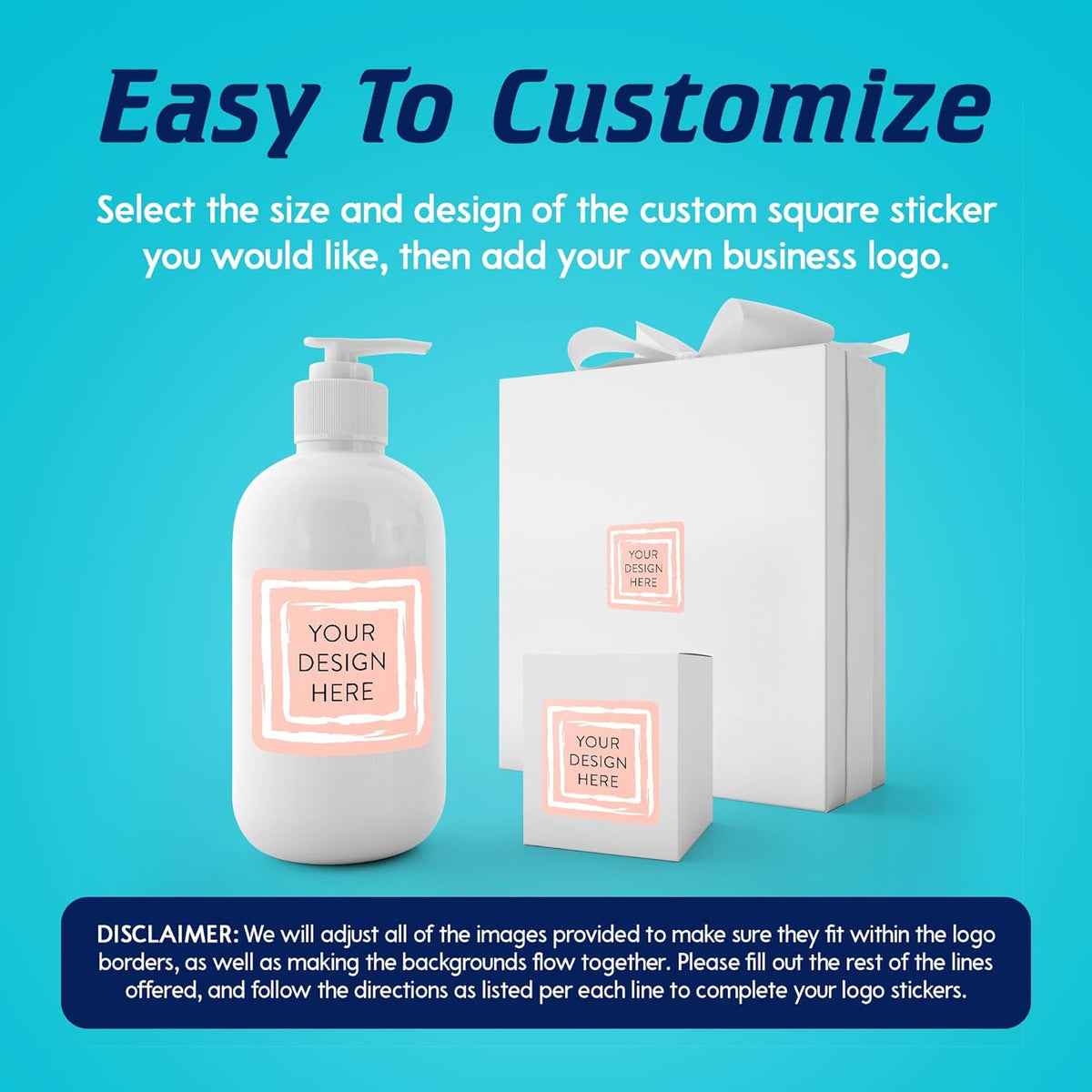 100 Custom Vinyl Stickers - Upload Your own Image, Text, Design, Logo - Personalized Logo Labels for Handmade, Packaging, Bottle, Jars, Candle, Brand Stickers (Peach, 1.5x1.5 Square)