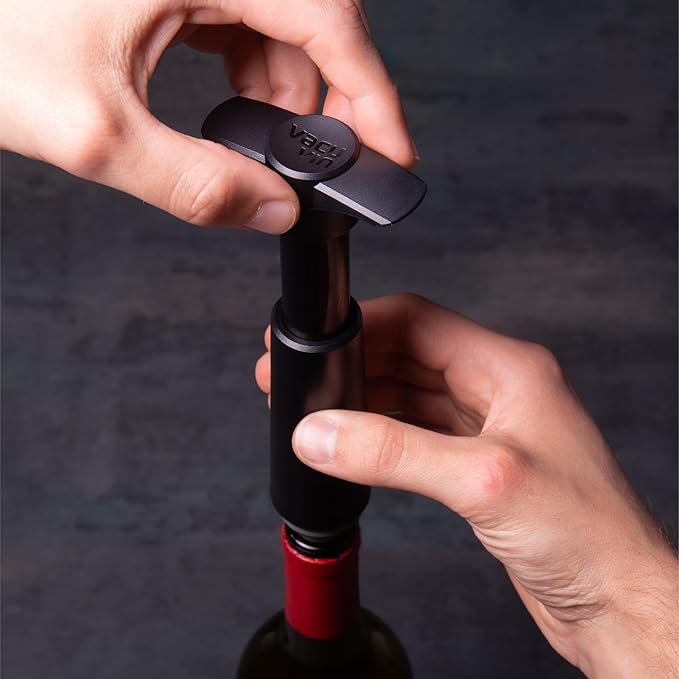 Vacu Vin Wine Saver Vacuum Stoppers - Set of 2 - Gray - Airtight Seal for Opened Bottles to Preserve Freshness Up to 10 Days - Food Grade Rubber - Easy to Use Perfect for Every Occasion