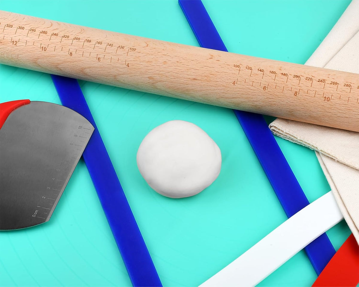 Rolling Pin Guides for Dough Thickness 6 Pieces Silicone Leveler Sticks Measuring Strips for Pastry, Cookie, etc. Baking Accessories