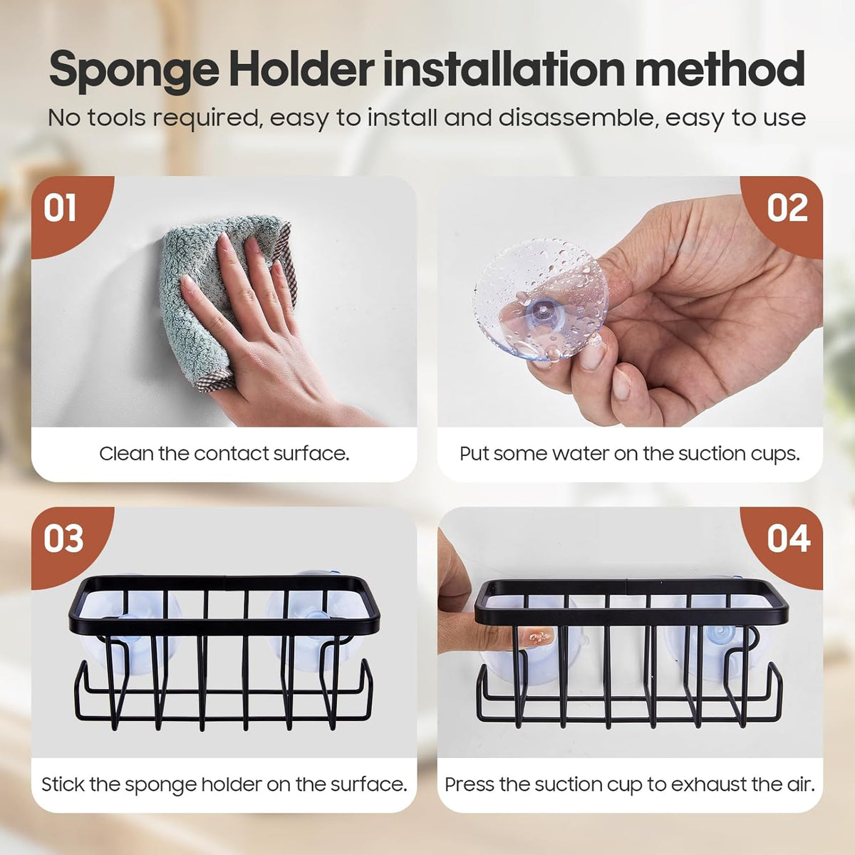 Kitchen Soap Dispenser Set with Instant Dry Tray & Sponge Holder,16 Oz Hand and Dish Soap White Glass Dispenser Set,Stainless Steel Pump,Waterproof Labels,Luxury Soap Bottle for Bathroom