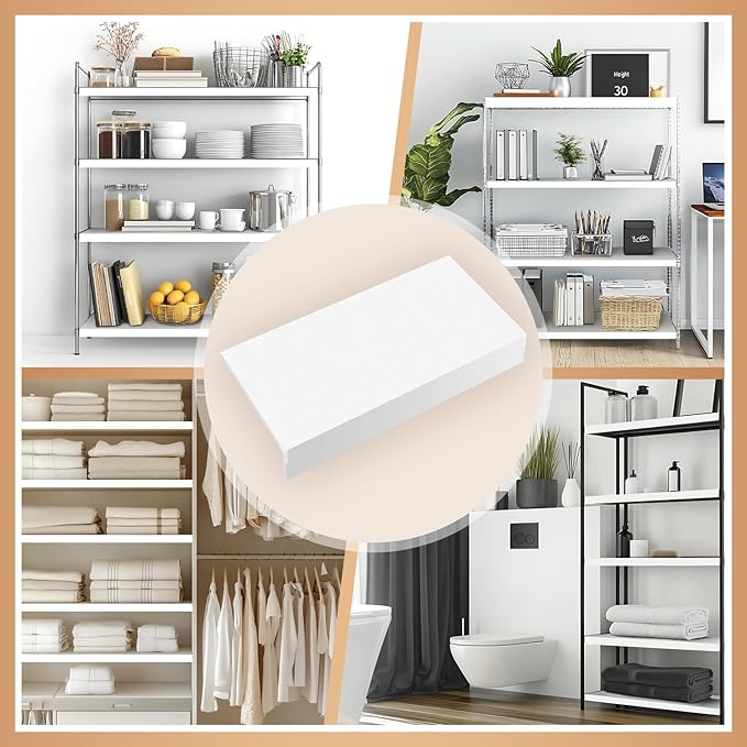 5 Pcs Wire Rack Covers 24x16x2.5 inch PVC Pantry Shelf Cover 0.31 inch Thick Removable Closet Wire Rack Shelf Covers,Decoration Kitchen Bathroom Office Shelving (Light Luxury White,24x16x2.5inch)