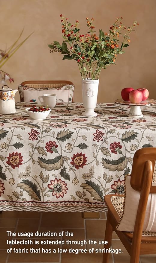 ISAENNE Designer Provence Floral Square Tablecloth,Linen Colorful Washable Indoor Table Cloth,Durable Home Decor Tablecloths for Dining Thanksgiving Kitchen Christmas,67"*67"-Ratina
