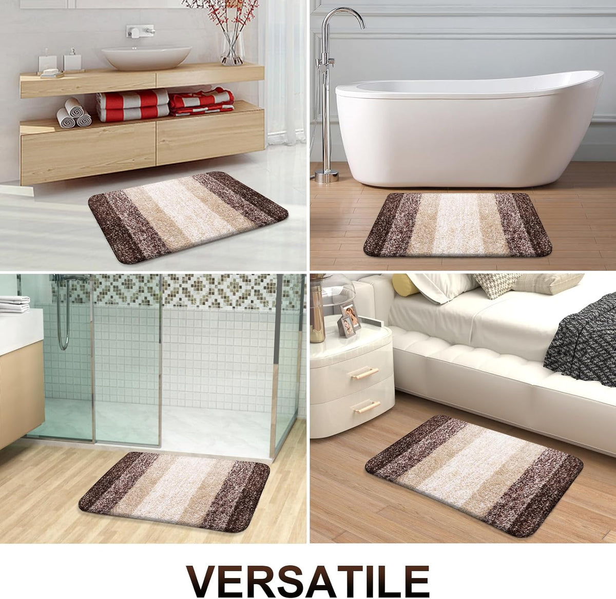 OLANLY Bathroom Runner Rugs 47x20, Extra Soft Absorbent Microfiber Bath Rugs, Rubber Backing, Quick Dry, Machine Washable Bath Mats for Bathroom Floor, Tub and Shower, Home Decor Accessories, Brown