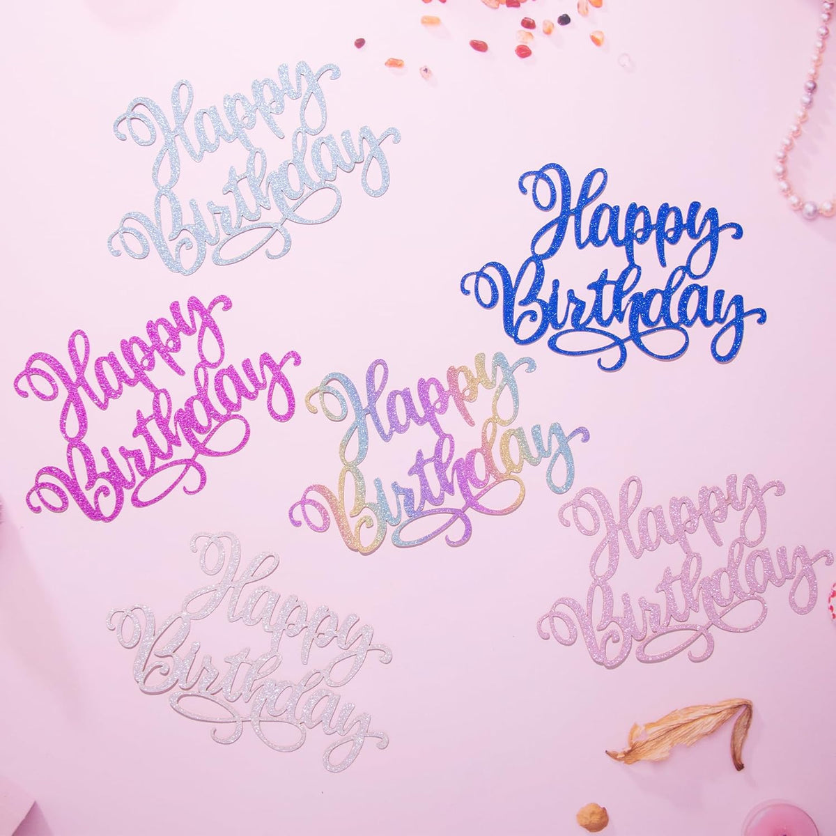 Happy Birthday Cake Toppers 9 Inch Glitter Happy Birthday Cake Pick for Birthday Anniversary Theme Party Cake Decorations Supplies - Silver