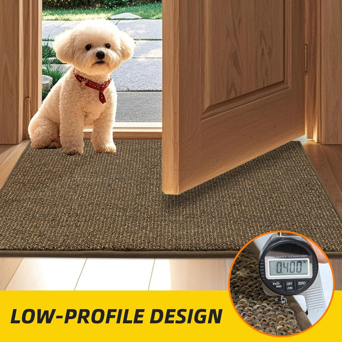 JSEI Dirt Trapper Door Mat 32"x48" Non-Slip Washable Entrance Mat, Dog Doormats, Absorbent & Fade-Resistant Floor Mats, Low Profile Welcome Mats for Entryway, Front Door, and Inside Entrance, Brown