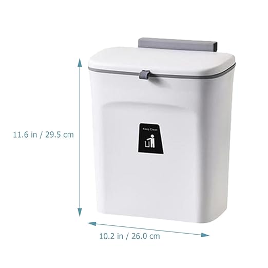 Hanging Kitchen Trash Can 9l with Lid and Inner Bucket, Sealed Compost Bin Plastic Waste Basket for Wall Mount, Indoor Household Food Scrap Storage Container