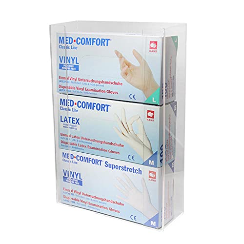 Cq acrylic Rubber Glove Holder for Wall Mount,Clear Disposable Glove Dispenser and Glove Box on Wall,Multipurpose Wall Floating Mask Dispenser and Medical Gloves Rack Storage,10.2”x16”x3.5” Pack of 1