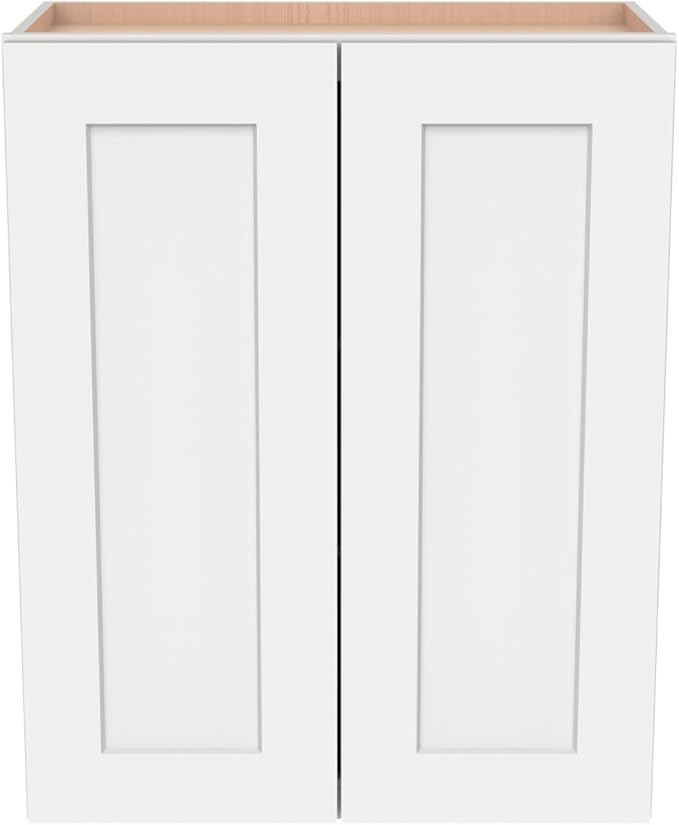 Wall-Mounted Cabinet – Solid Wood Shaker Style Medicine Cabinet with Adjustable Shelves & Soft-Close Doors for Bathroom, Kitchen, and Office Storage (Origami White, 39" W x 12" D x 36" H)