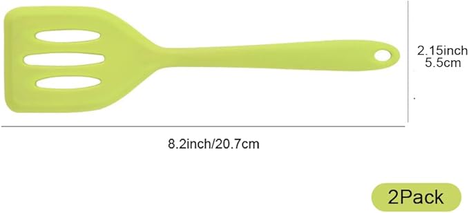 2Pack Small Silicone Turner High Heat Resistant Slotted Spatula for Fish, Eggs, Pancakes and More (8.2 IN, Orange)