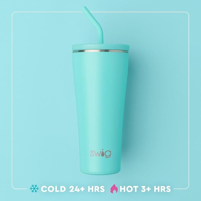 Swig Life 32oz Straw Tumbler, Travel Coffee Tumbler with Lid, Cup Holder Friendly Travel Coffee Mug, Stainless Steel, 32 oz Reusable Insulated Coffee Mug (Saturdays In Knoxville)