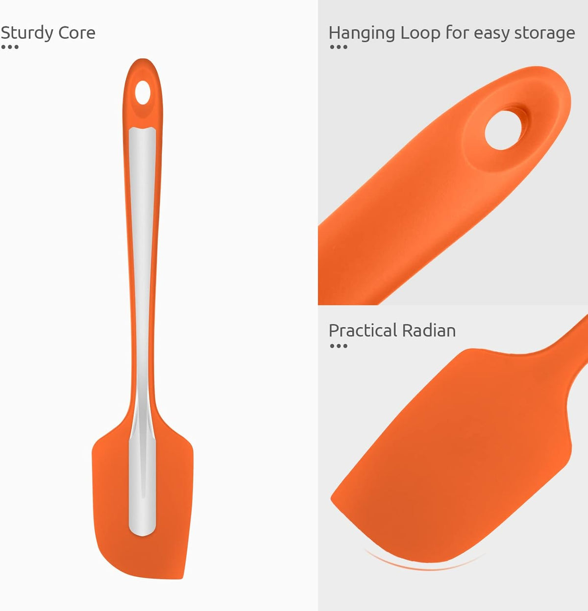 Heat Resistant Silicone Large Spatula: U-Taste 600ºF High Heat Flexible 11.38in Silicon Mixing Stirring Cooking Scraping Baking Bowl Scraper Seamless Spreader for Kitchen Nonstick Cookware (Orange)