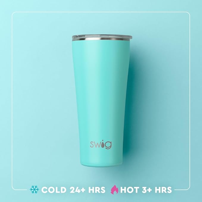 Swig Life 32oz Insulated Tumbler, Travel Coffee Tumbler with Lid, Cup Holder Friendly, Stainless Steel Travel Coffee Mug, Glitter Tumbler, Glitter Gifts (Confetti)