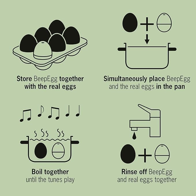 BrainStream 60s BeepEgg - Vintage-Inspired Musical Egg Timer, Temperature-Based Cooking for Soft, Medium, Hard-Boiled Eggs - Nostalgic Kitchen Essential with Retro Charm, Made in Germany