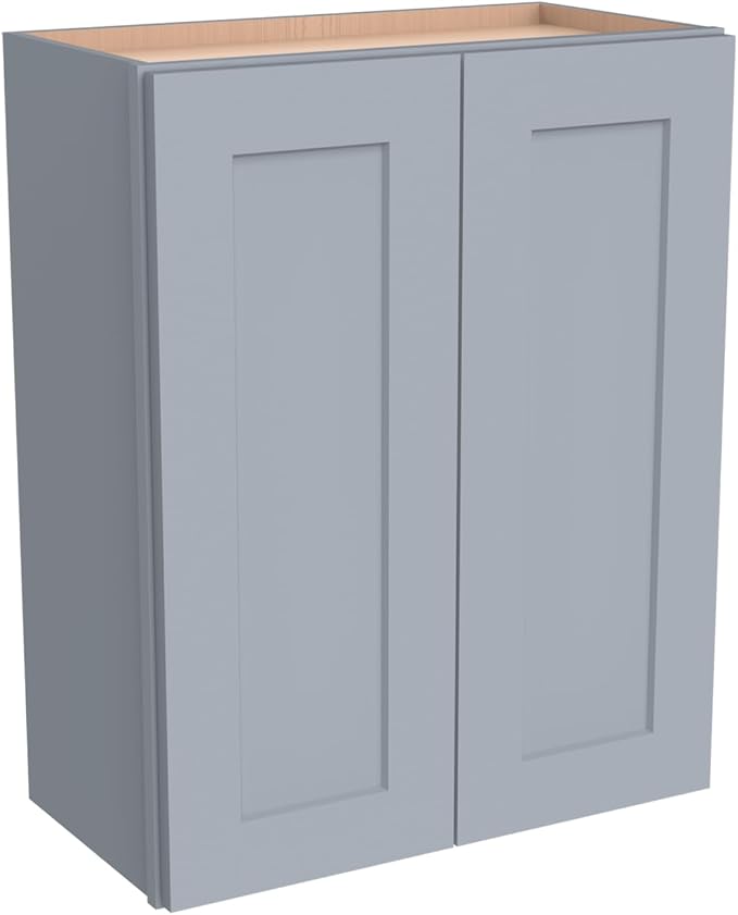 Wall-Mounted Cabinet – Solid Wood Shaker Style Medicine Cabinet with Adjustable Shelves & Soft-Close Doors for Bathroom, Kitchen, and Office Storage (Grey, 36" W x 12" D x 42" H)