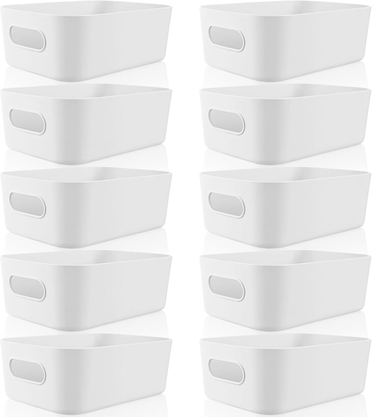 Zopeal Plastic Storage Bins 10 Pcs White Pantry Organizer Bins Small Baskets Storage Containers for Home Kitchen (12 x 8 x 5 Inches)