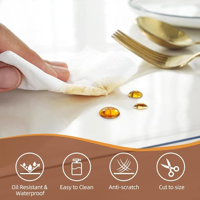 Warmstar Clear Table Cover Protector 16 x 36 Inch,1.5mm Thick Plastic Table Cover Rectangle,PVC Clear Table Protector,Desk Protector Mat for Kitchen, Dresser, Writing Desk，Dining Room Table