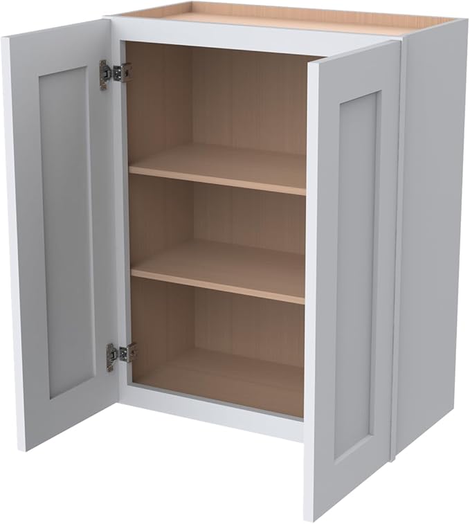 Wall-Mounted Cabinet – Solid Wood Shaker Style Medicine Cabinet with Adjustable Shelves & Soft-Close Doors for Bathroom, Kitchen, and Office Storage (White, 39" W x 12" D x 42" H)