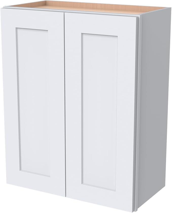 Wall-Mounted Cabinet – Solid Wood Shaker Style Medicine Cabinet with Adjustable Shelves & Soft-Close Doors for Bathroom, Kitchen, and Office Storage (White, 39" W x 12" D x 36" H)
