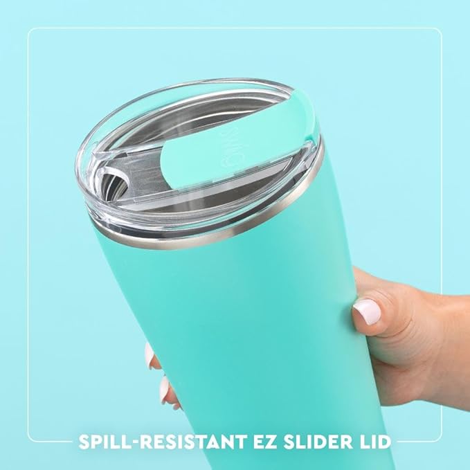 Swig Life 32oz Insulated Tumbler, Travel Coffee Tumbler with Lid, Cup Holder Friendly Travel Coffee Mug, Stainless Steel, 32 oz, Reusable Insulated Mug with Lid (Green Thumb)