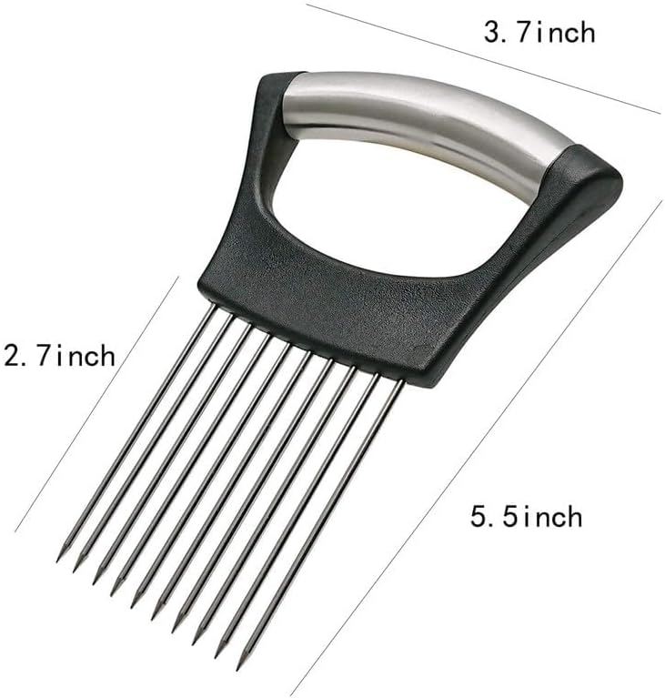 Onion Slice Holder, 2024 New Stainless Steel Holder for Slicing, Chopper Assistant Tool, Cutter for Meat, Onion, Potato, Tomato Kitchen Gadgets (Red, 3 Pack)