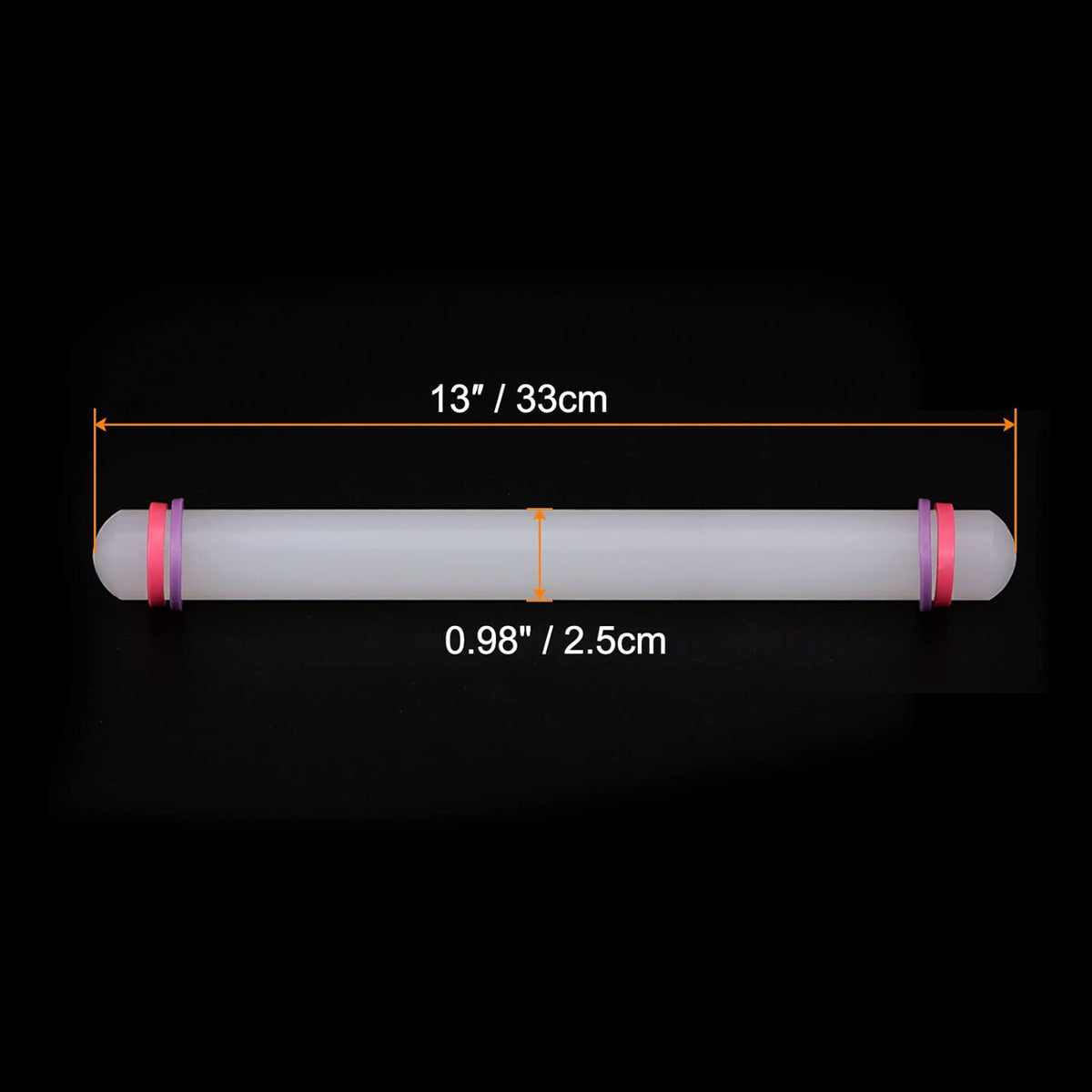 HARFINGTON Fondant Rolling Pin 13 Inch x 0.98 Inch Adjustable Guide Rings Non-Stick PP Plastic Fondant Roller Dough Roller Kitchen Decorating Tools for Cookie Pastry Pizza Clay