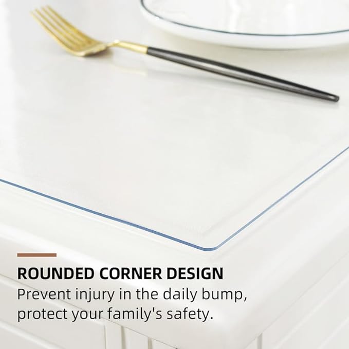 Warmstar Clear Table Cover Protector 42 x 42 Inch,1.5mm Thick Plastic Table Cover Rectangle,PVC Clear Table Protector,Desk Protector Mat for Kitchen, Dresser, Writing Desk，Dining Room Table