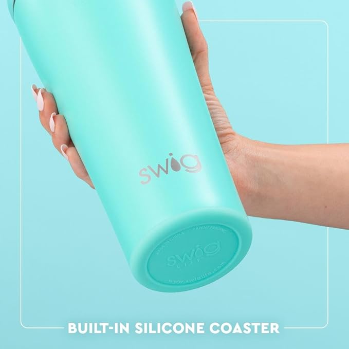 Swig Life 32oz Straw Tumbler, Travel Coffee Tumbler with Lid, Cup Holder Friendly Travel Coffee Mug, Stainless Steel, 32 oz Reusable Insulated Coffee Mug (Saturdays In Lubbock)