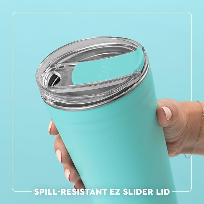 Swig Life 24oz Party Cup, Stackable Insulated Travel Coffee Tumbler with EZ Slider Lid, Cup Holder Friendly Travel, Stainless Steel 24 oz Tumbler, Reusable Mug (Tee It Up)