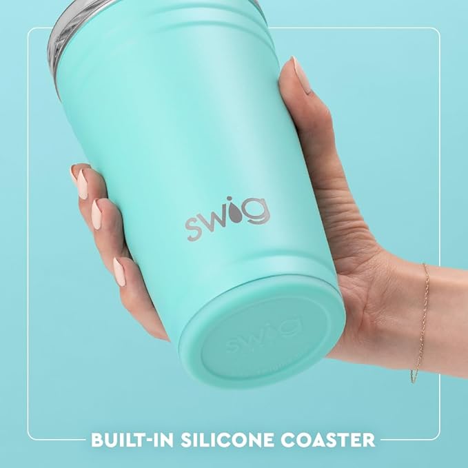 Swig Life 24oz Party Cup, Stackable Insulated Travel Coffee Tumbler with EZ Slider Lid, Cup Holder Friendly, Stainless Steel 24 oz Tumbler, Reusable Coffee Mug (Fresh Cut)