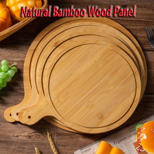 Pizza Serving Board Tray Set of 8, Wooden Lightweight Handles, Up to 13 Inches, Pizza Making Storage, Perfect for Parties and Gatherings,Light Brown,12inch