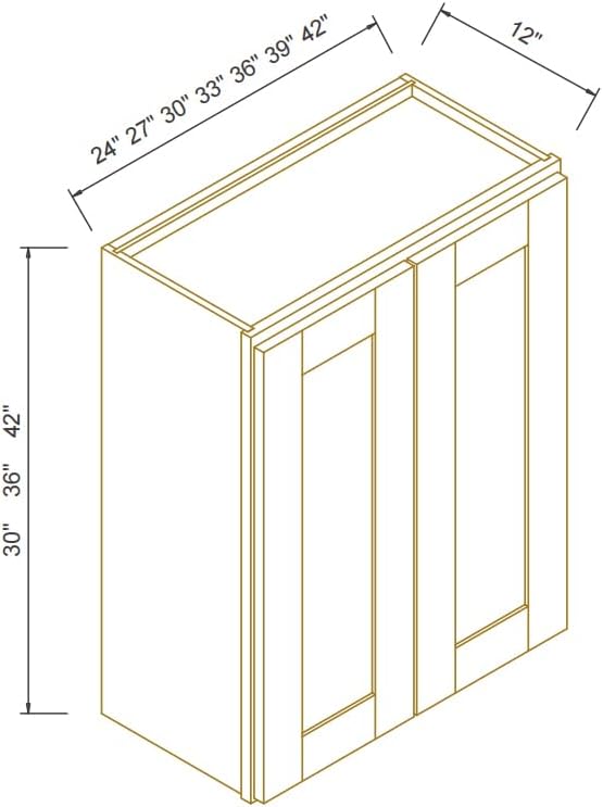 Wall-Mounted Cabinet – Solid Wood Shaker Style Medicine Cabinet with Adjustable Shelves & Soft-Close Doors for Bathroom, Kitchen, and Office Storage (Charcoal Black, 27" W x 12" D x 36" H)