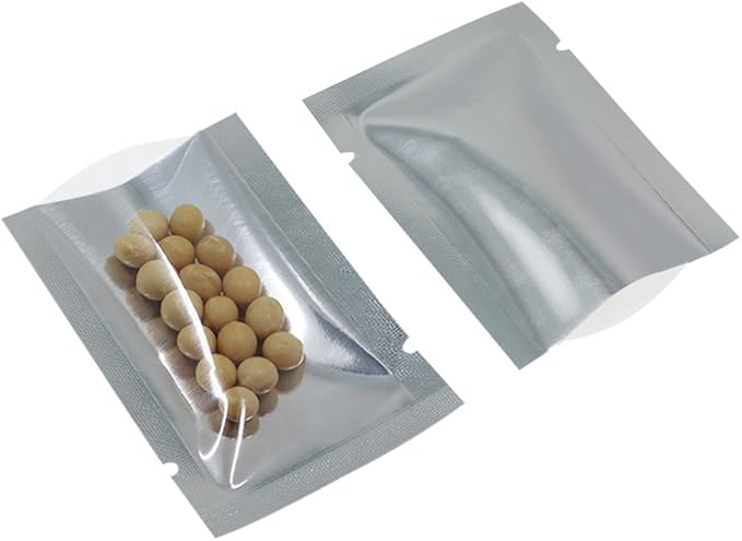 Silver Aluminum Foil Pouch Heat Seal Plastic Open Top Vacuum Packaging Mylar Bag Food Small Sample Mylar Storage (100, 15x22cm (5.9x8.7 inch))