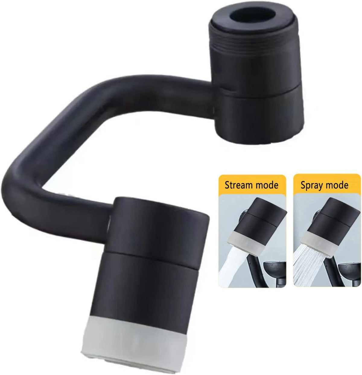 1080° Rotating Faucet Extender Aerator,Solid Brass Universal Splash Filter Faucet, Big Angle Swivel Faucet Aerator Sink Attachment,Dual-function 2-Flow Sprayer,Matte Black…