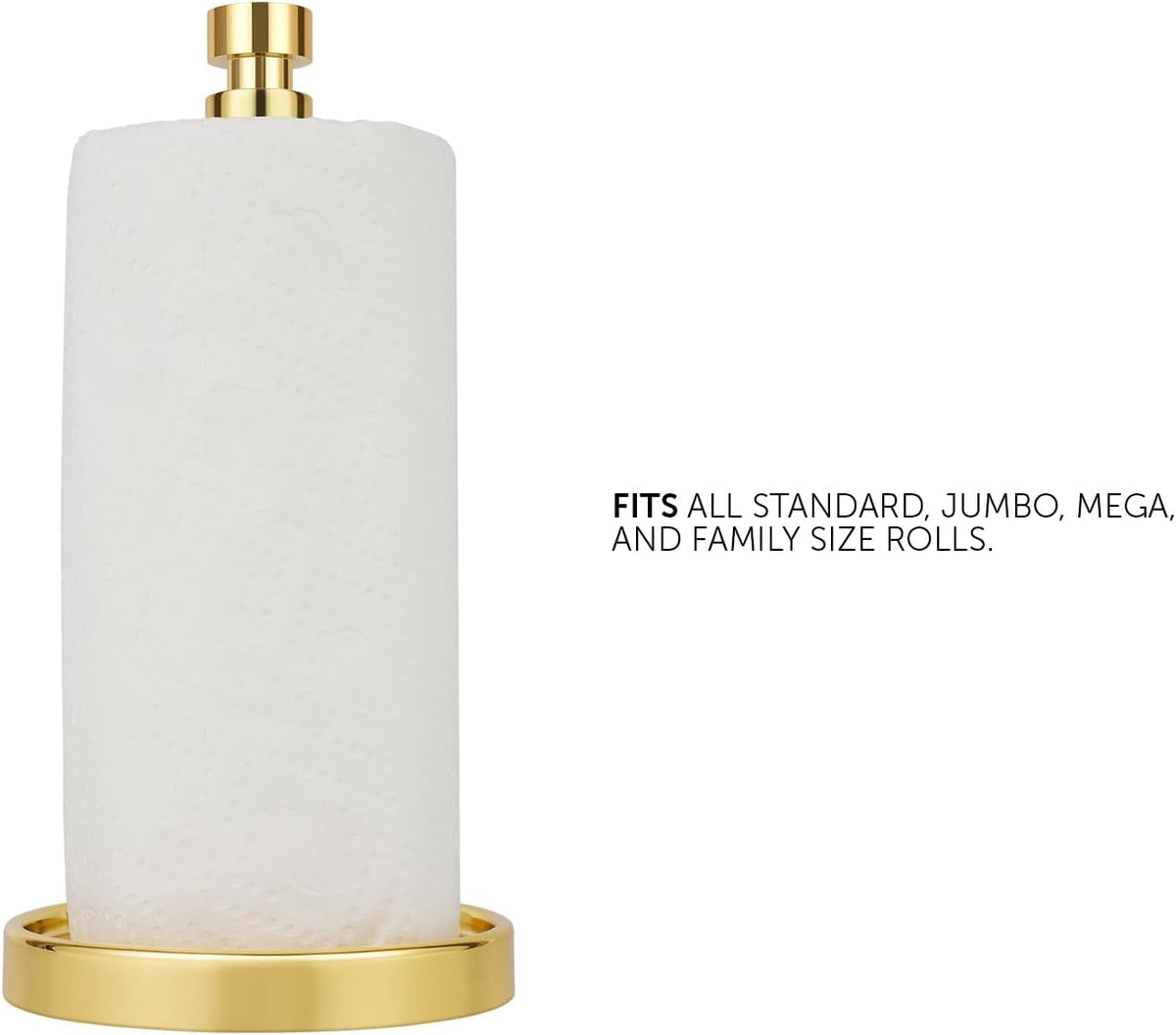 Ivilon Paper Towel Holder Stand - Steady and Easy Tear - Fits All Paper Towel Rolls - Gold Polished