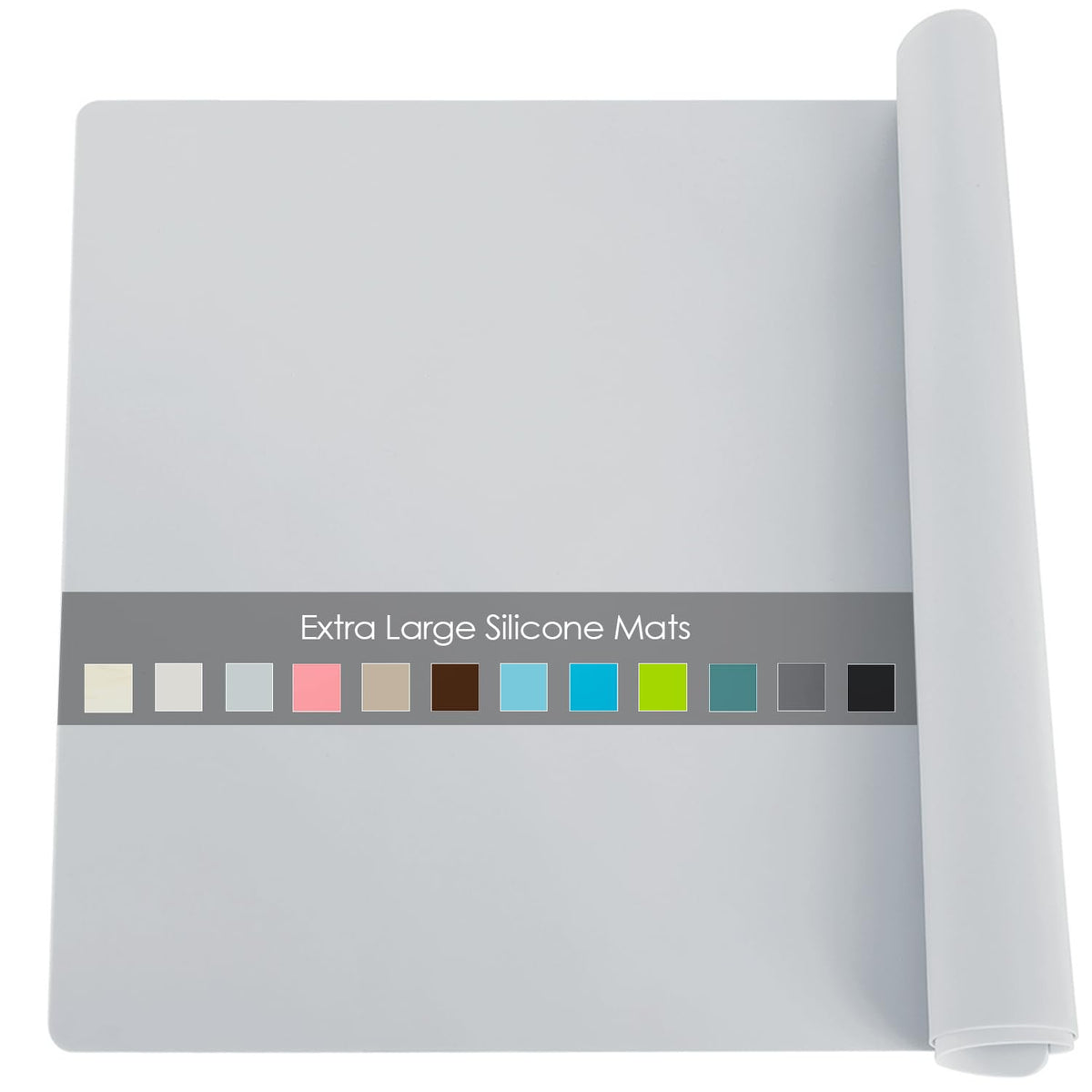 Extra Large Flexible Silicone Table Mats for Kids - Non-Slip, Waterproof, Heat Insulation Countertop Protector - Pastry Mat, 27.6''x19.7'' Gray, 1Pcs