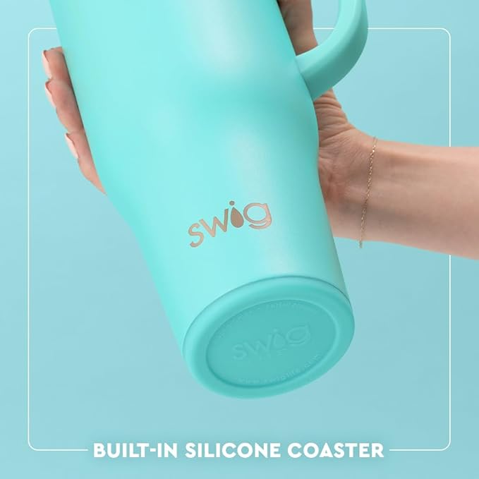 Swig Life 40oz Mega Mug, 40 oz Tumbler with Handle and Straw, Cup Holder Friendly, Dishwasher Safe, Extra Large Insulated Tumbler, Stainless Steel (Sun Dance)