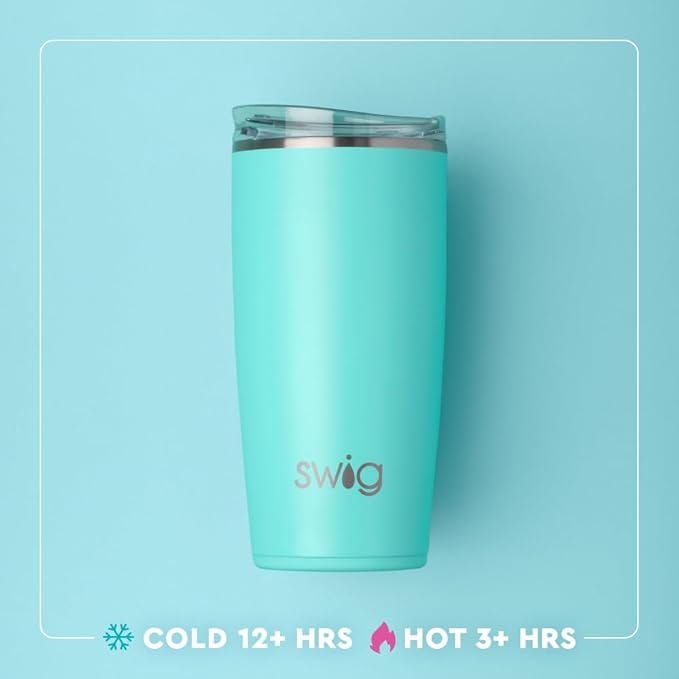 Swig Life 22oz Insulated Tumbler, Travel Coffee Tumbler with Lid, Cup Holder Friendly Travel Coffee Mug, Stainless Steel, 22 oz Tumblers, Reusable Insulated Mug with Lid (Funky Chicken)