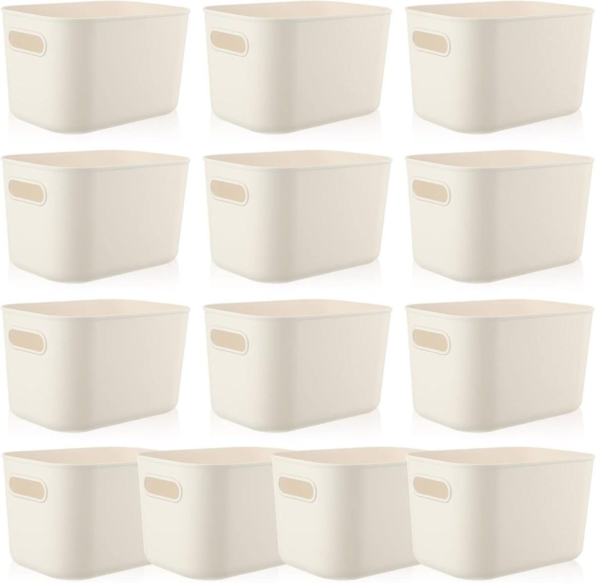 Zopeal Plastic Storage Bins 10 Pcs White Pantry Organizer Bins Small Baskets Storage Containers for Home Kitchen (10 x 7 x 6 Inch)