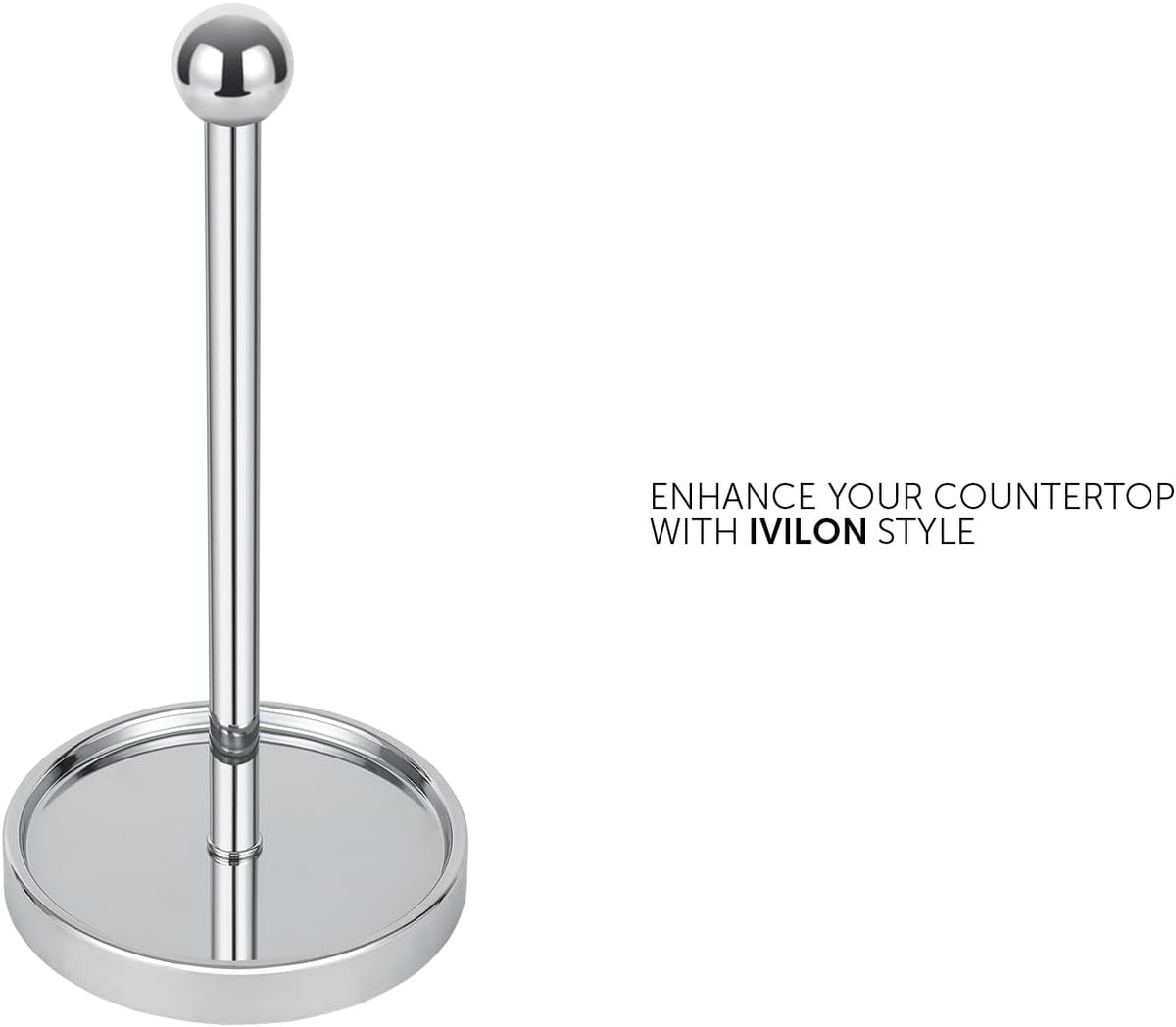 Ivilon Countertop Paper Towel Holder - Modern Sleek Ball Minimalist Design - Color Chrome