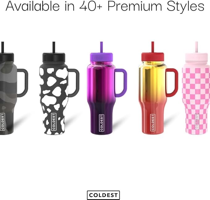 Coldest Tumbler with Handle and Straw - 100% Spill Proof Tumbler with Straw (3 Lids) - Stainless Steel Insulated Leakproof Tumblers for Women & Men - Cup Holder Friendly - 36 oz (SunTan Nova)