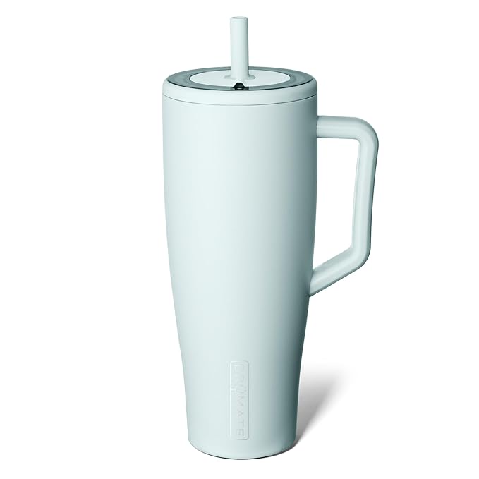 BrüMate Era 40 oz Tumbler with Handle and Straw | 100% Leakproof Insulated Water Bottle Tumbler with Lid and Flexible SoftSip Straw | Made of Stainless Steel | Cup Holder Friendly | 40oz (Blue Agave)