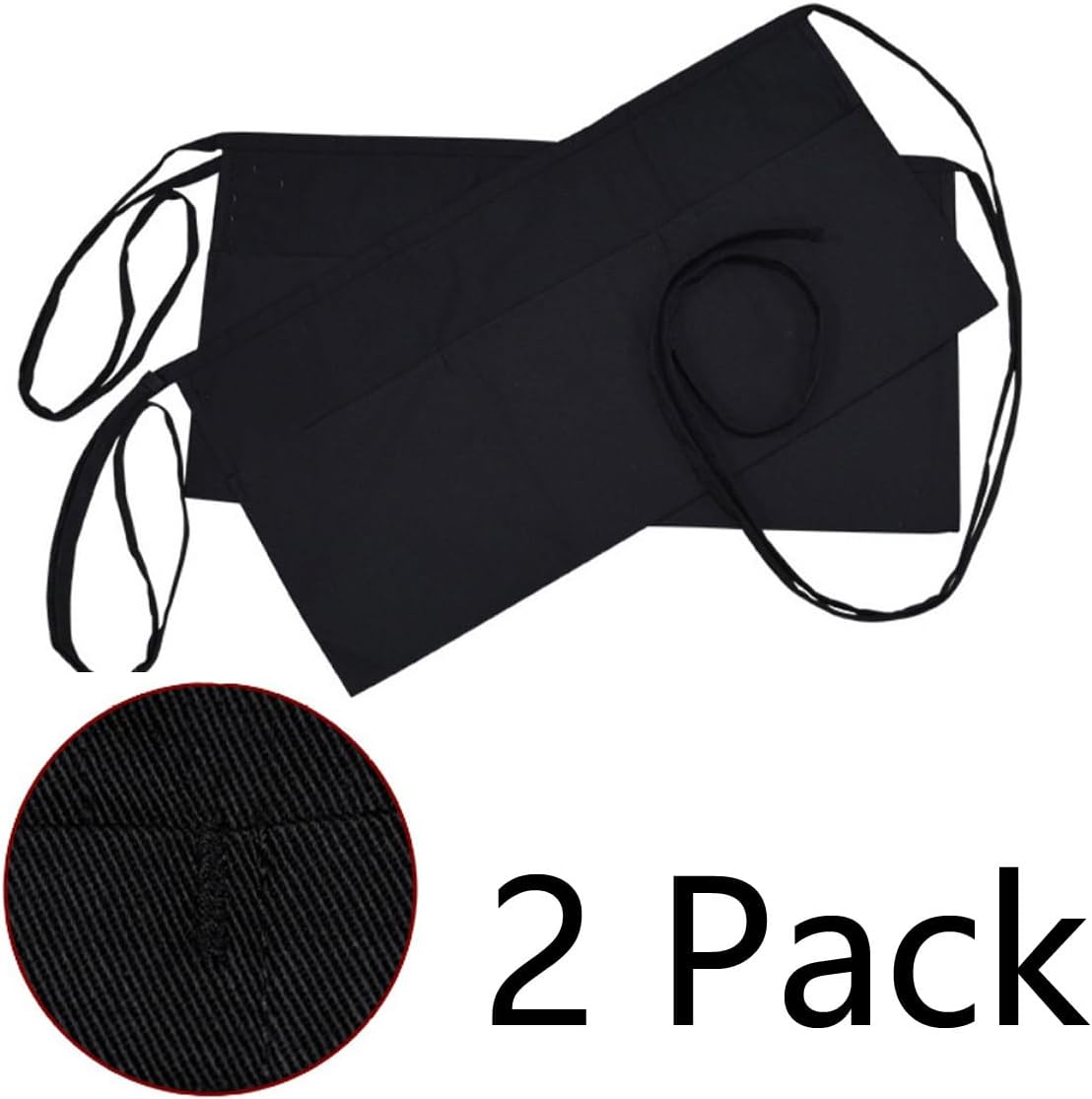 Bringsine 2 Pack Bib Chef - Unisex Aprons with 3 Pockets,Machine Washable for Men and Women,Kitchen Resistant Cooking BBQ Aprons Bulk(Black)