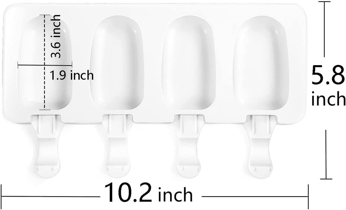 2 Larger Cakesicle Molds Silicone with 100 Wooden Sticks & 100 Parcel Bags, Silicone Popsicles Molds, Cake Pop Mold, Ice Pop Mold 4 Cavities DIY Ice Cream Mold