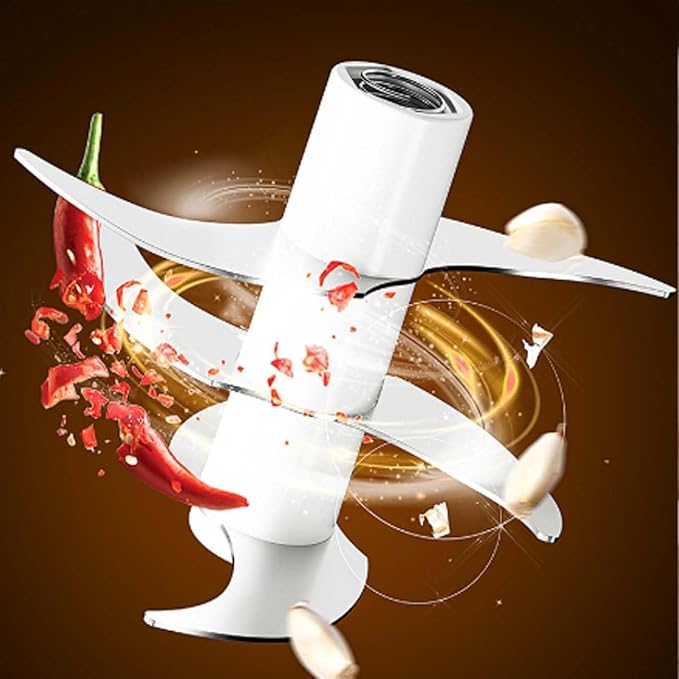Electric Garlic Chopper, Mini Portable Veggie Cutter with 4/6 Stainless Steel Blades, Portable Wireless Rechargeable Mini Electric Garlic Food Chopper for Garlic, Onion, Chili, Nuts (Blue,320ML)