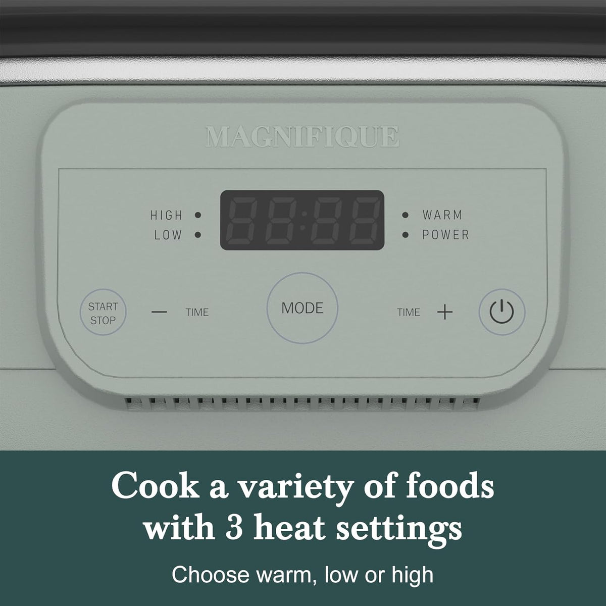 MAGNIFIQUE 6 Quart Programmable Slow Cooker Removable Healthy Nonstick Pot - Small Kitchen Appliance for Family Dinners - Serves 6+ People - Heat Settings: Keep Warm Olive